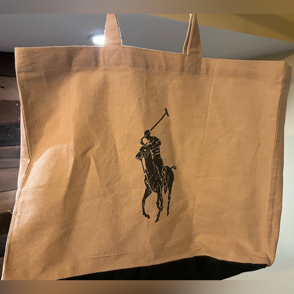 Ralph Lauren Tote Bag.  Beige color with dark green